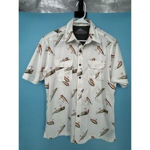 Croft & Barrow-Mens Short Sleeve Button Down Fishing Shirt-Medium-White-Vented